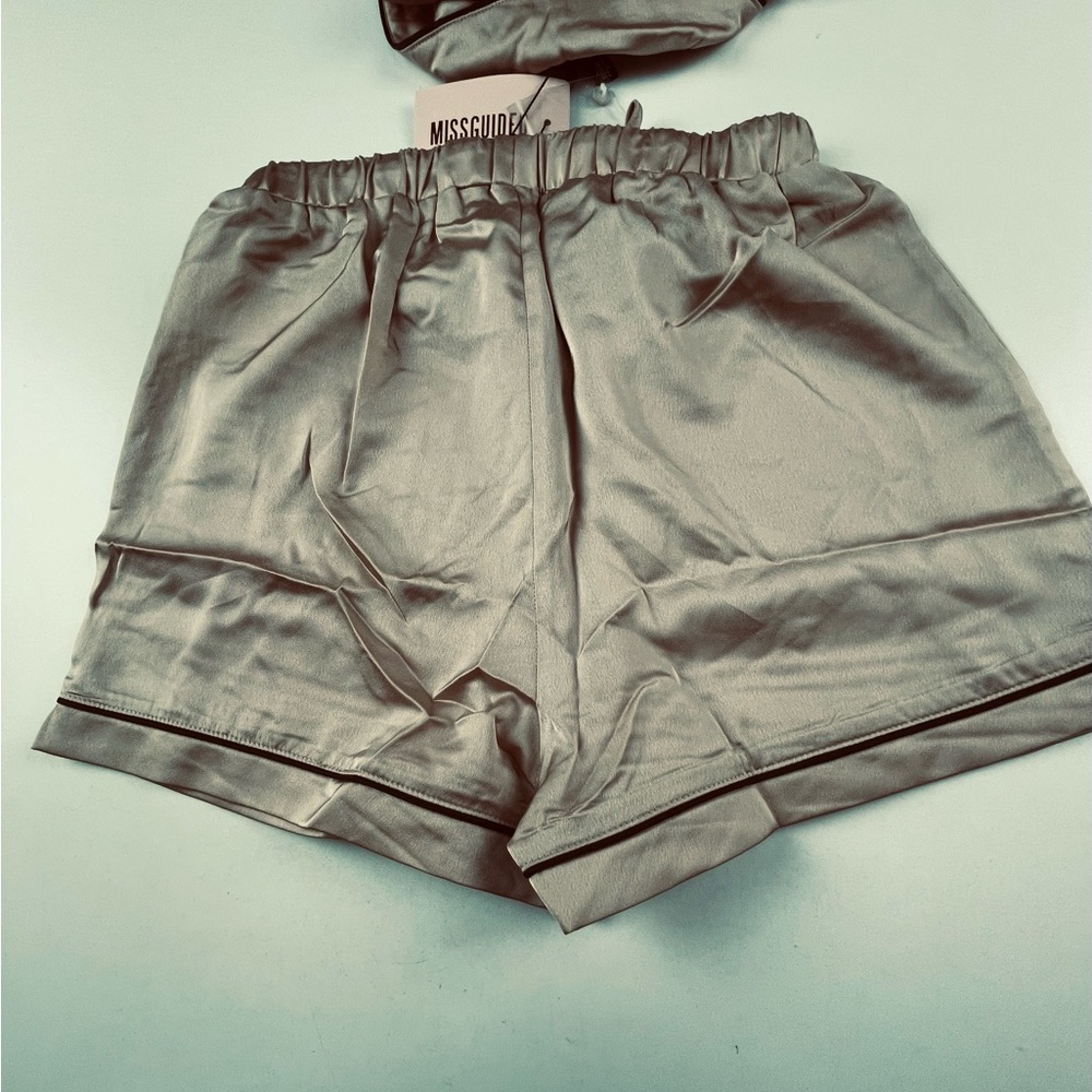 SATIN PIPING DETAIL SHORT PYJAMA SETmint - Picture 5 of 6